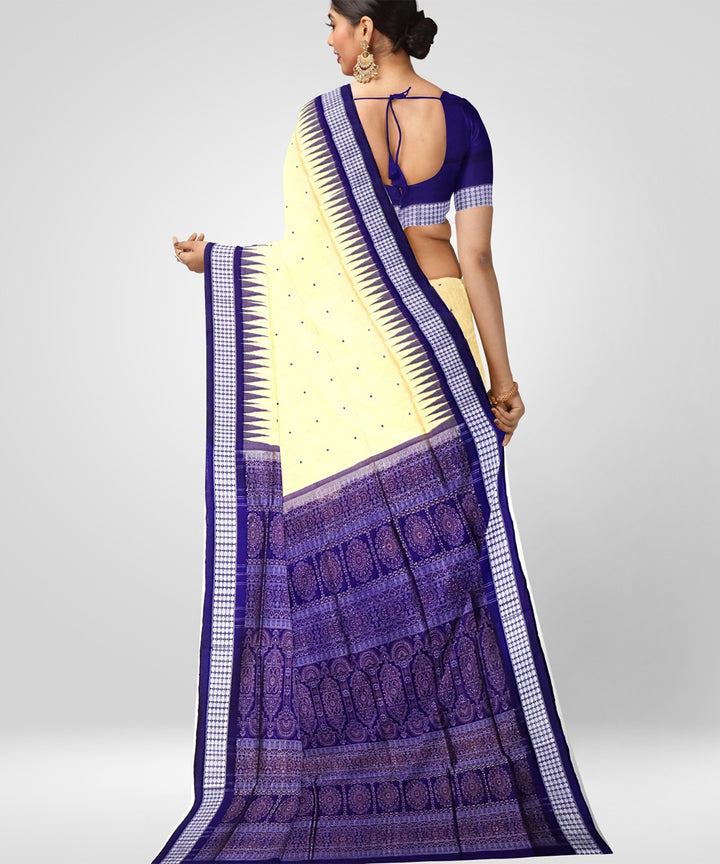 Peach blue Silk Handwoven Bomkai Saree