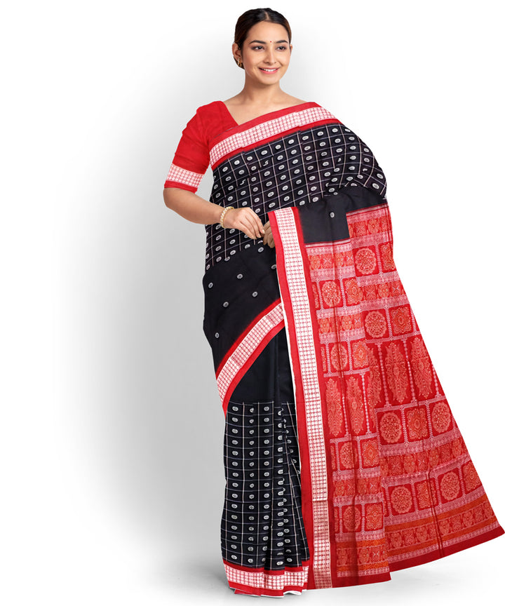 Black rudrakshya border Silk Handwoven Bomkai Saree