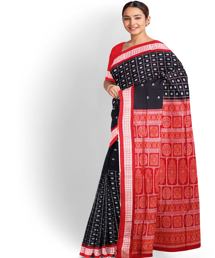 Black rudrakshya border Silk Handwoven Bomkai Saree