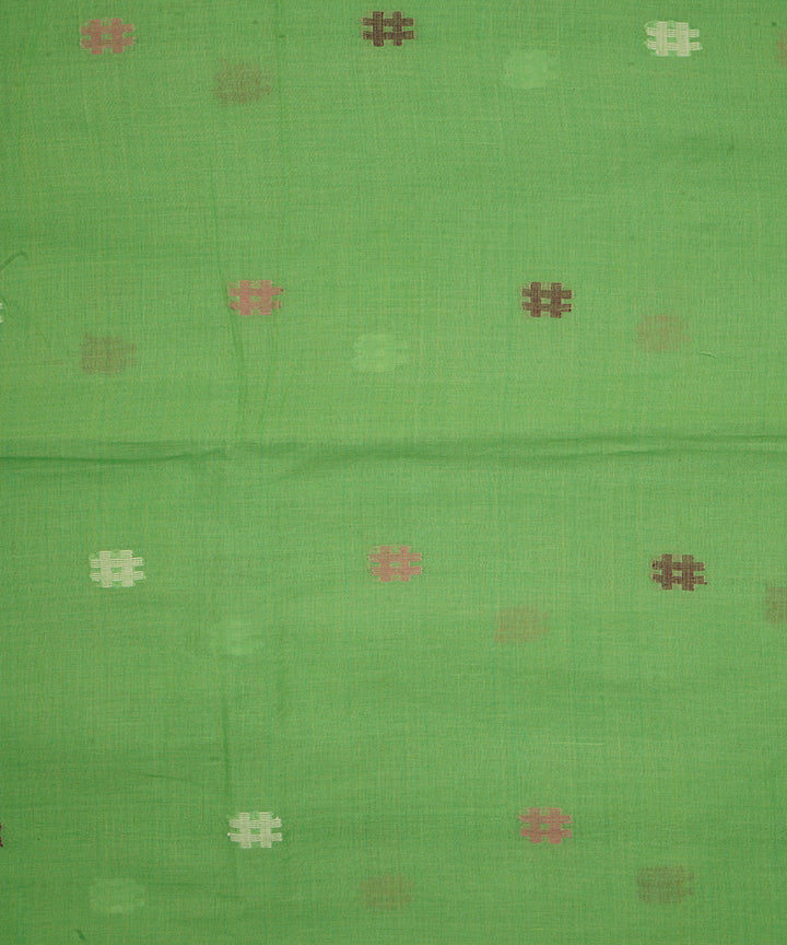 Light green handloom bengal cotton jamdani fabric