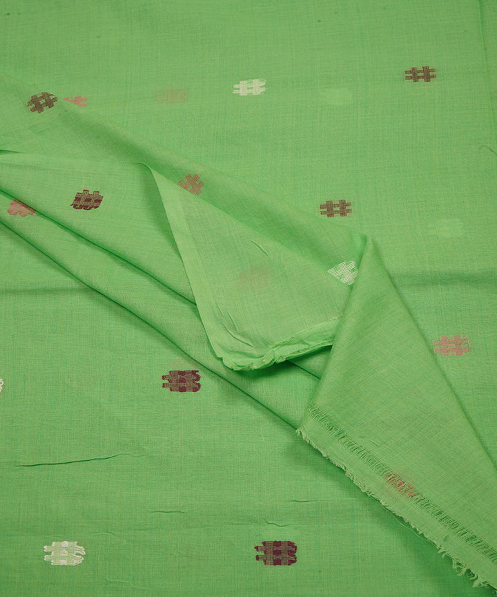 Light green handloom bengal cotton jamdani fabric