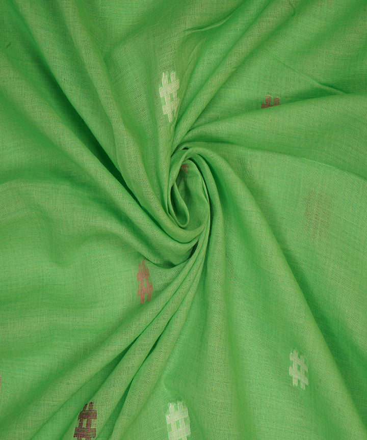 Light green handloom bengal cotton jamdani fabric