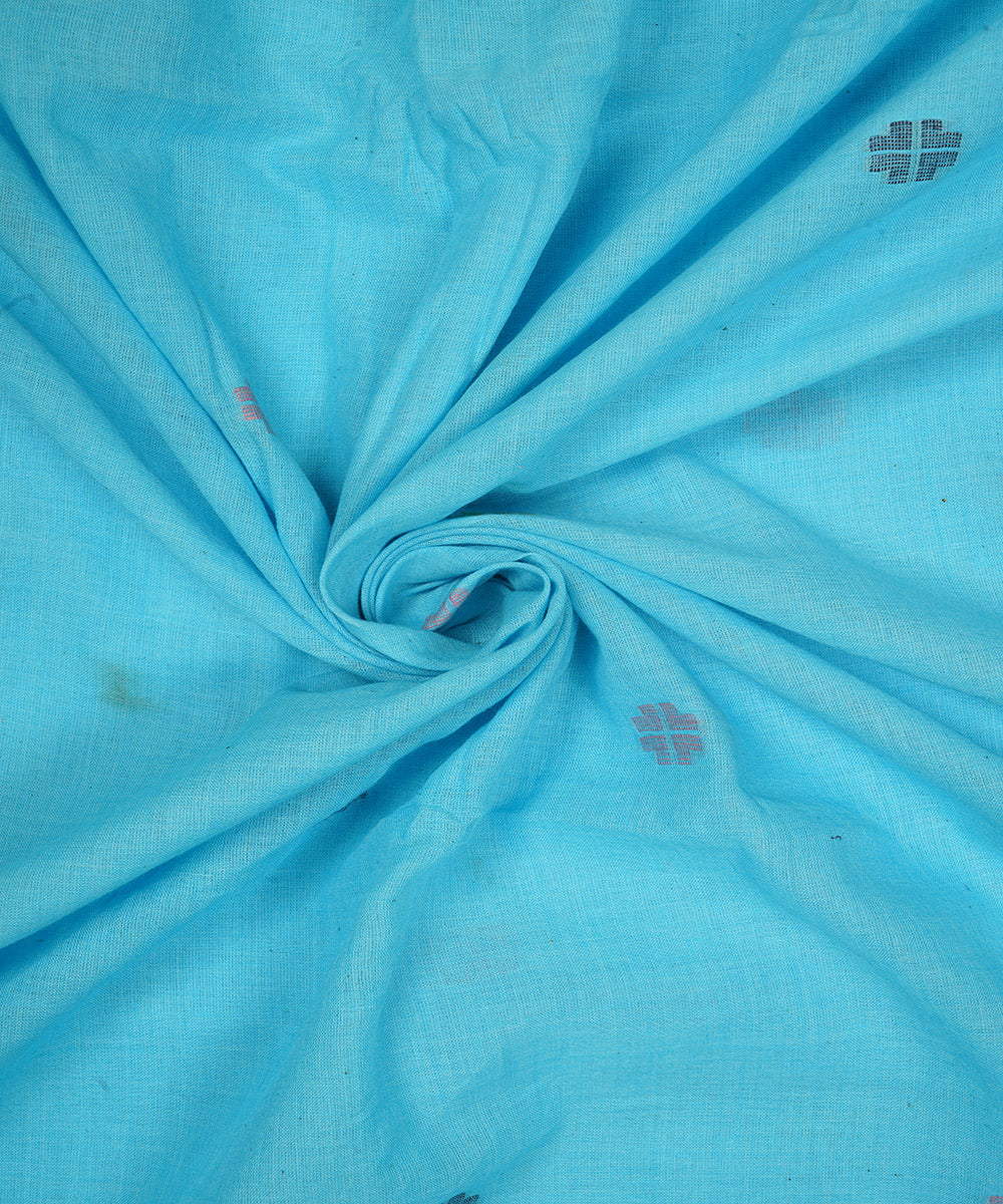 Sky blue handloom bengal cotton jamdani fabric