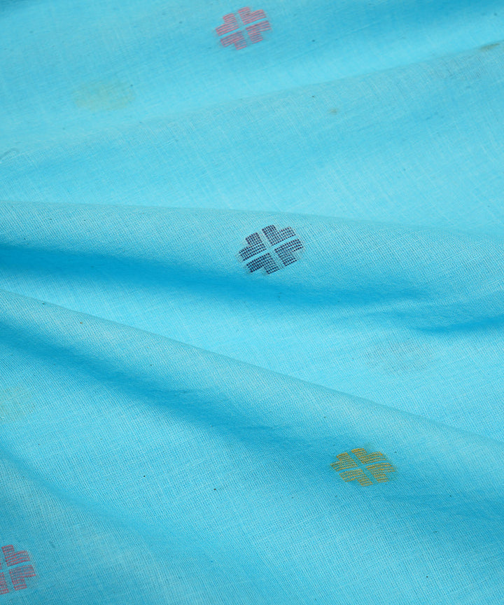 Sky blue handloom bengal cotton jamdani fabric