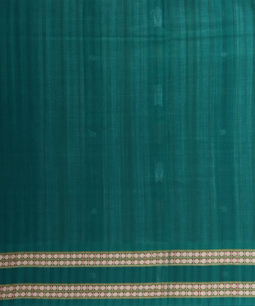 Offwhite green handowvn bomkai cotton saree
