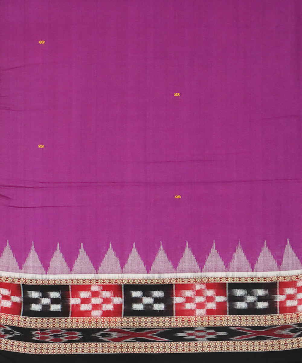 Pink black cotton handwoven sambalpuri saree