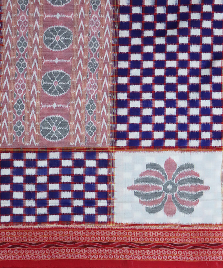 Multicolor red handwoven sambalpuri cotton saree