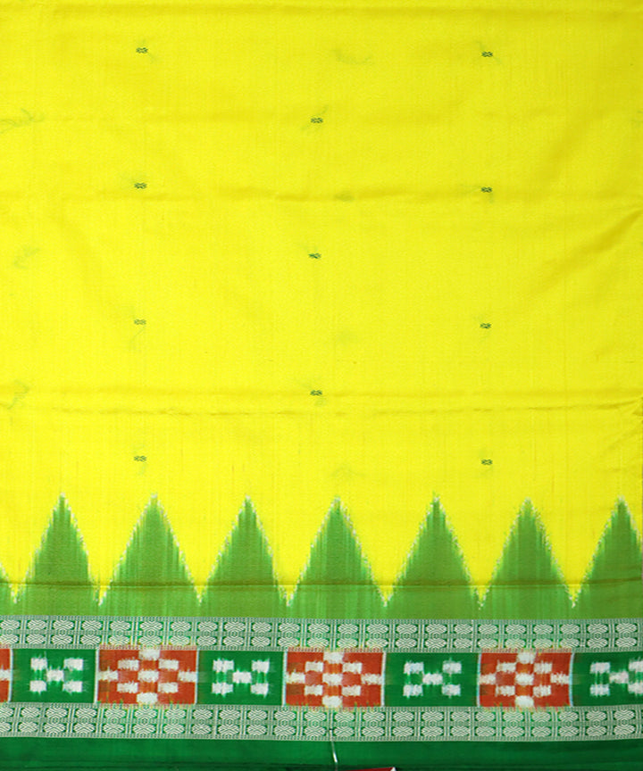 Yellow forest green silk handwoven bomkai saree