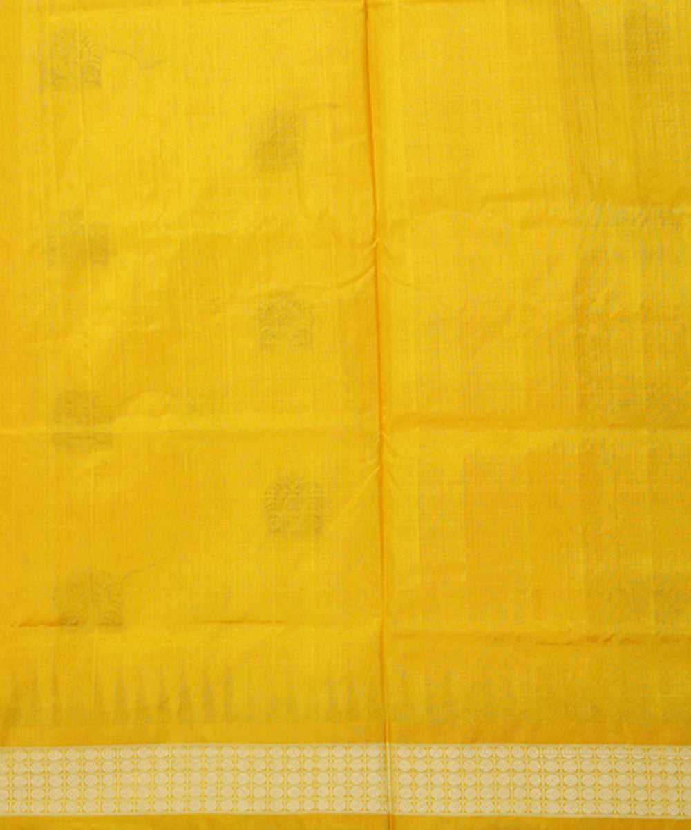 Red yellow half and half silk handwoven bomkai saree