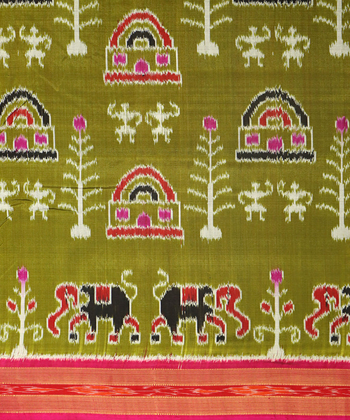 Multicolor pink silk handwoven khandua saree