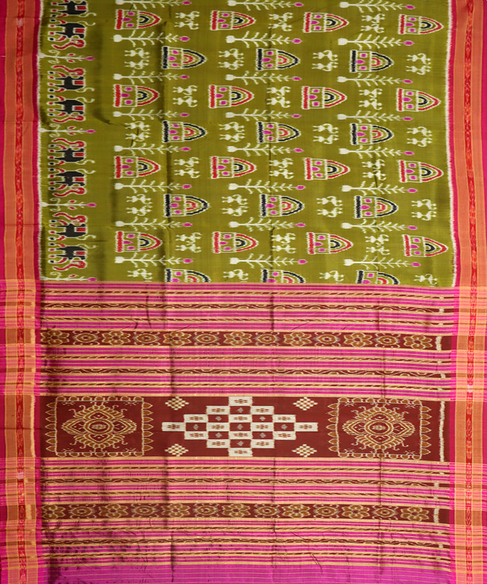 Multicolor pink silk handwoven khandua saree