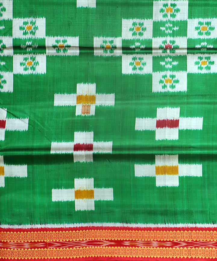 Light green red handloom silk khandua saree