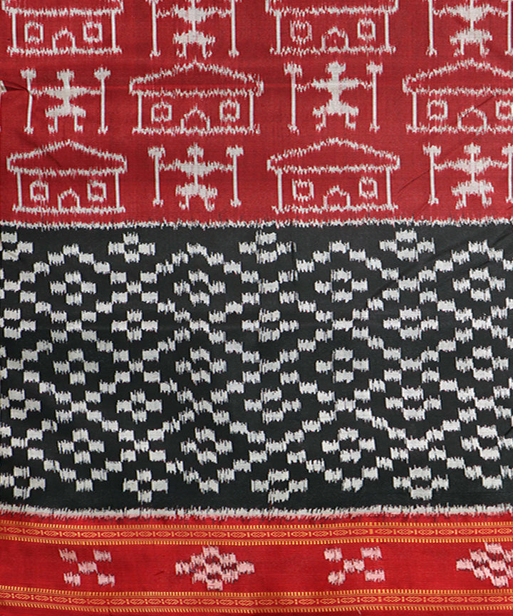 Black maroon silk handwoven khandua saree