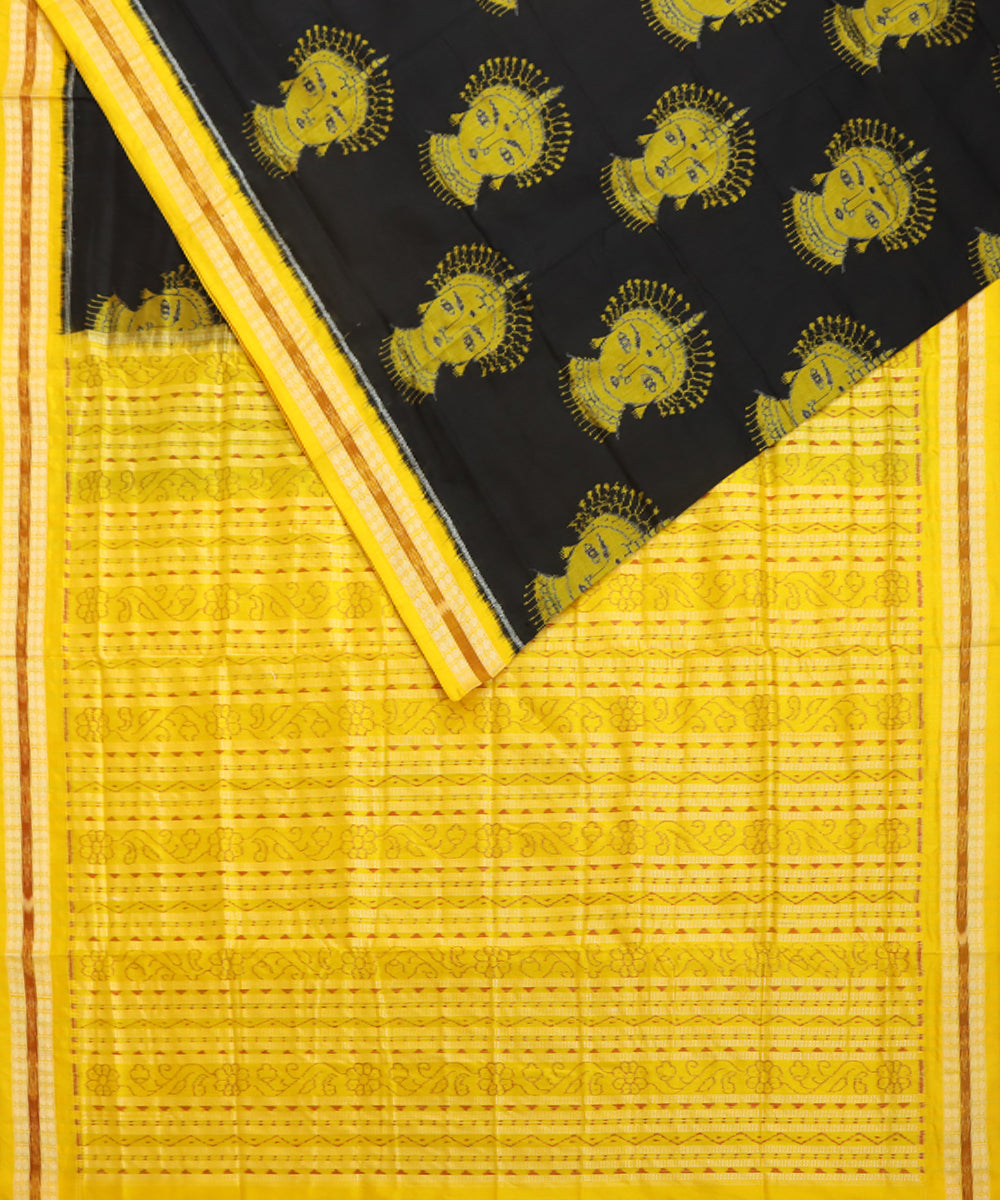 Black yellow silk handwoven sambalpuri saree