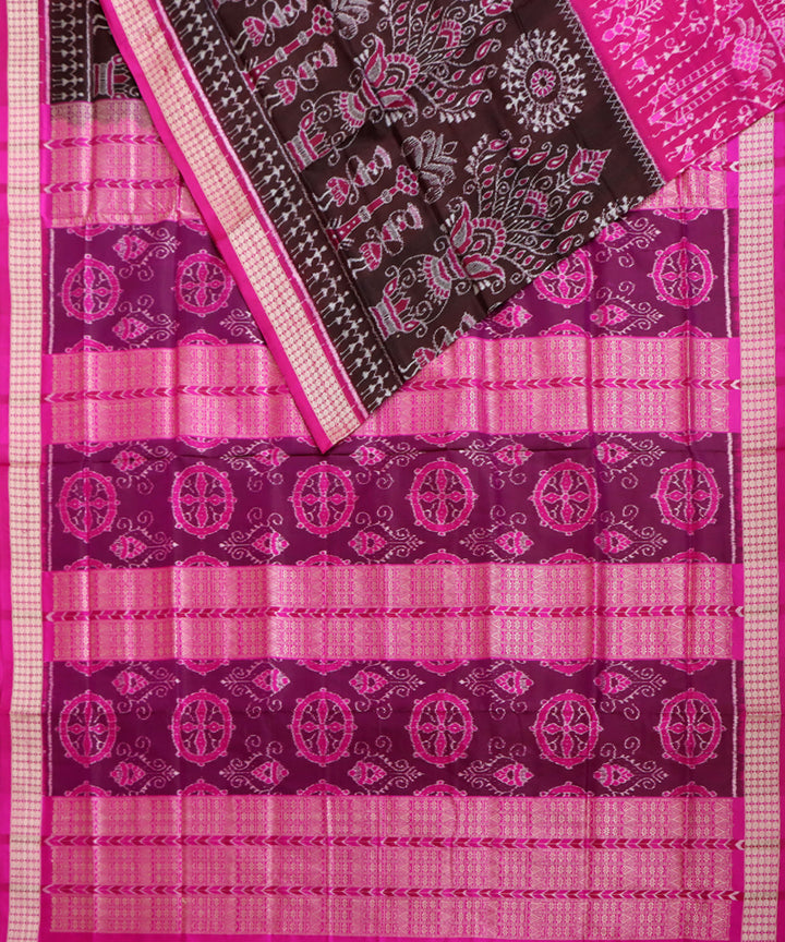 Pink dark sienna silk handwoven sambalpuri saree