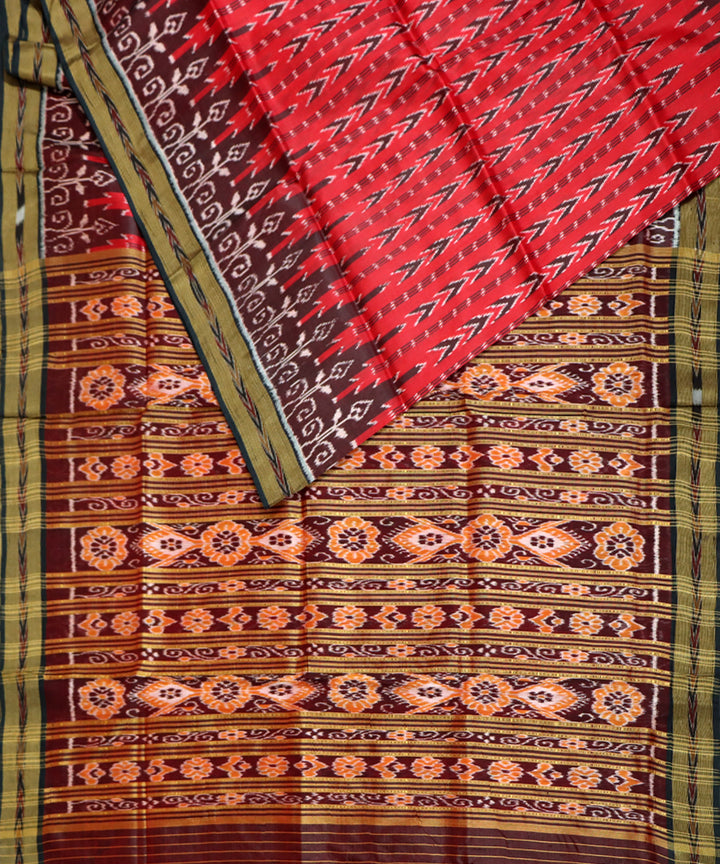 Red black silk handwoven khandua saree