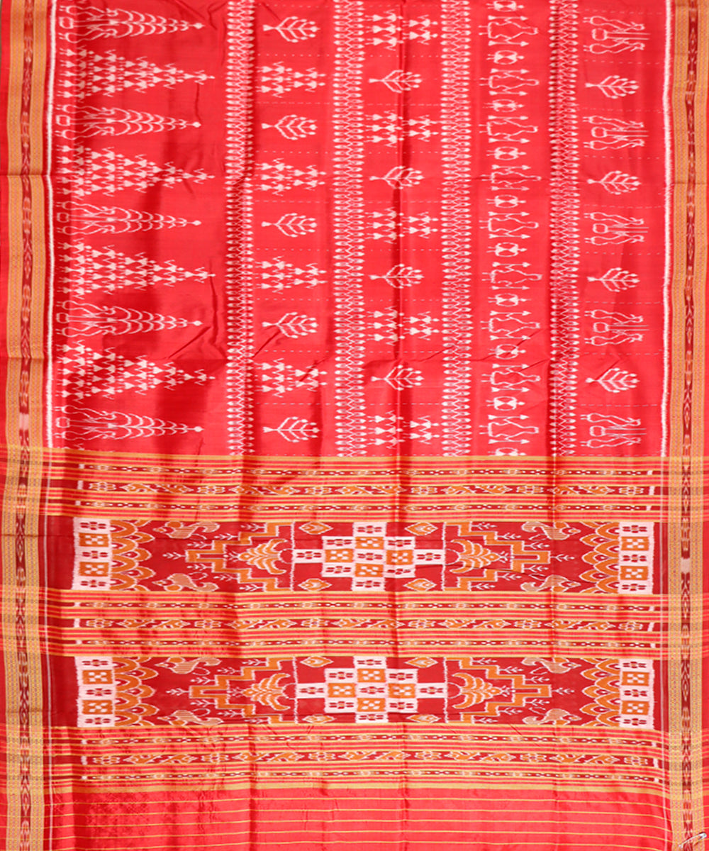 Red maroon silk handwoven khandua saree