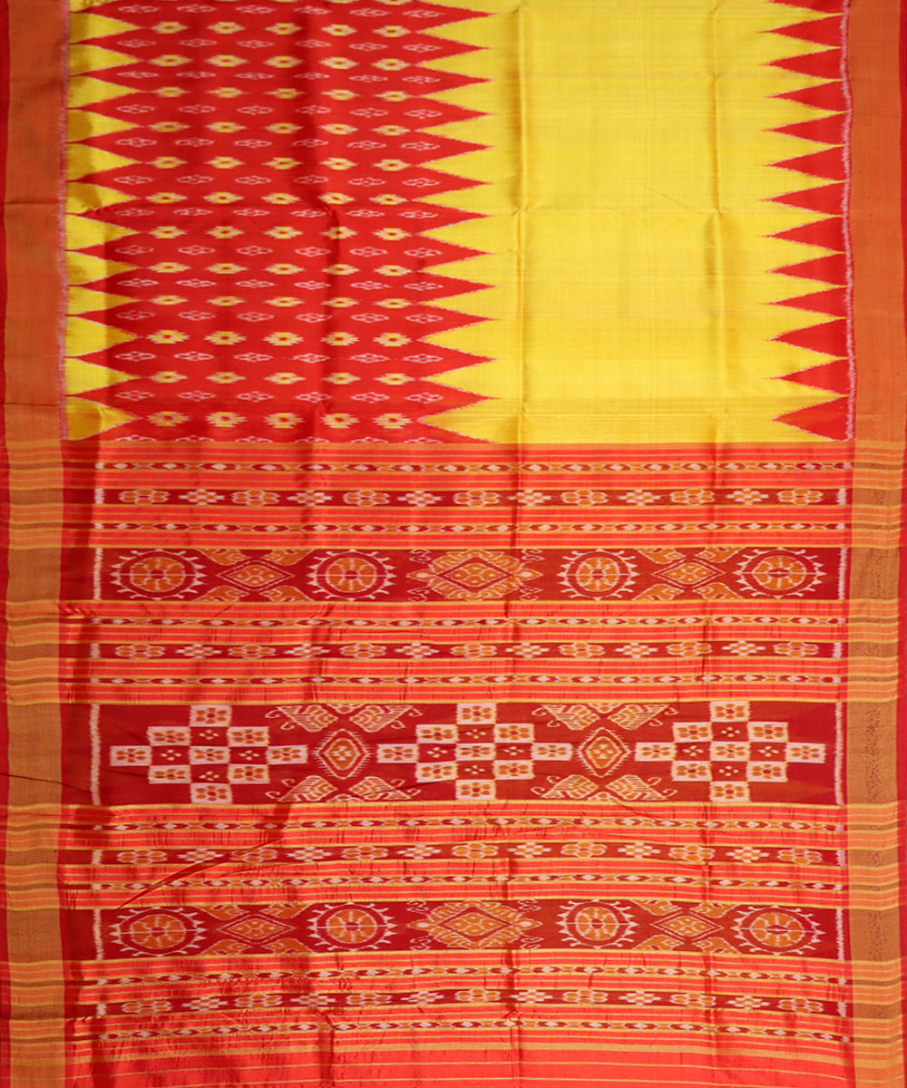 Red yellow silk handwoven khandua saree