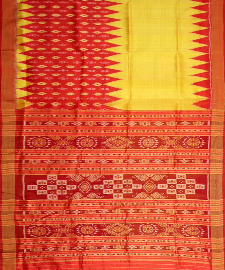 Red yellow silk handwoven khandua saree