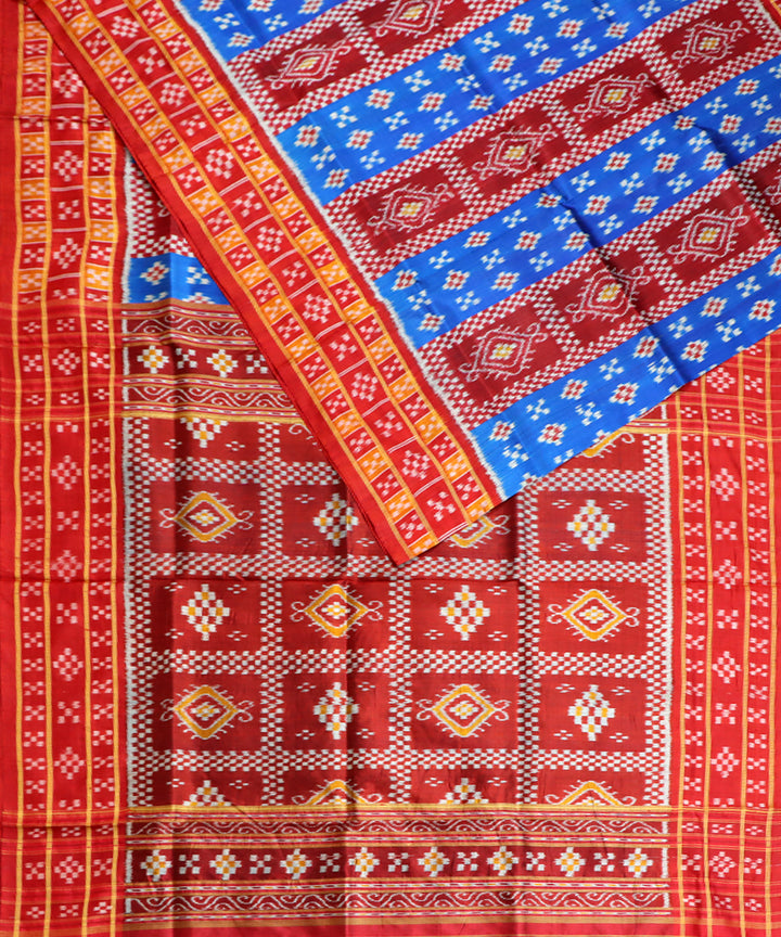 Multicolor dark red handloom khandua silk saree