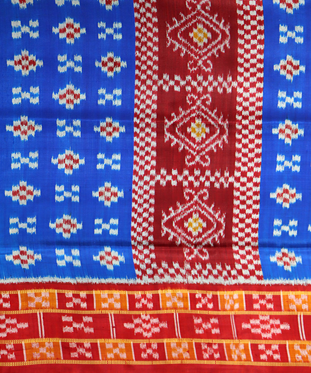 Multicolor dark red handloom khandua silk saree