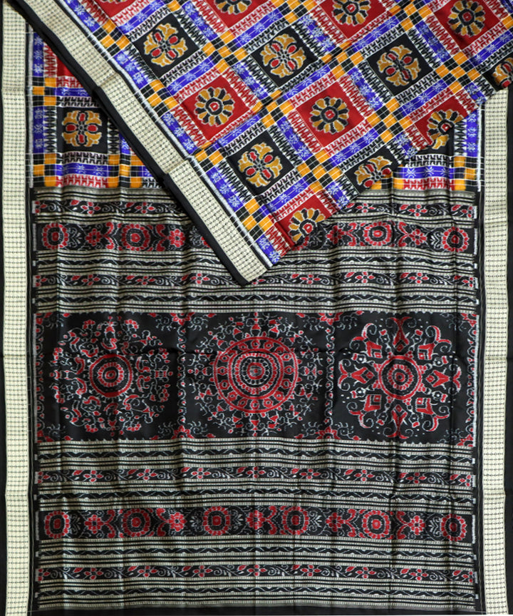 Multicolor black handloom sambalpuri silk saree