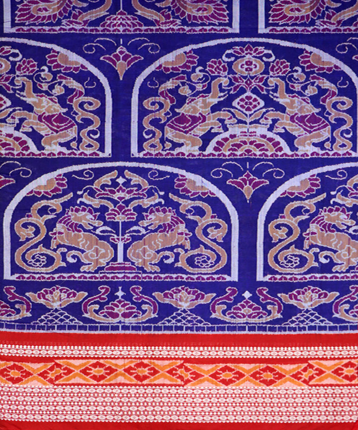 Navy blue maroon cotton handloom sambalpuri silk saree