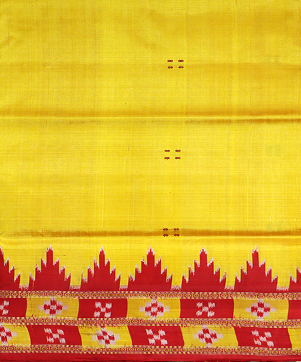 Yellow maroon silk handloom khandua saree