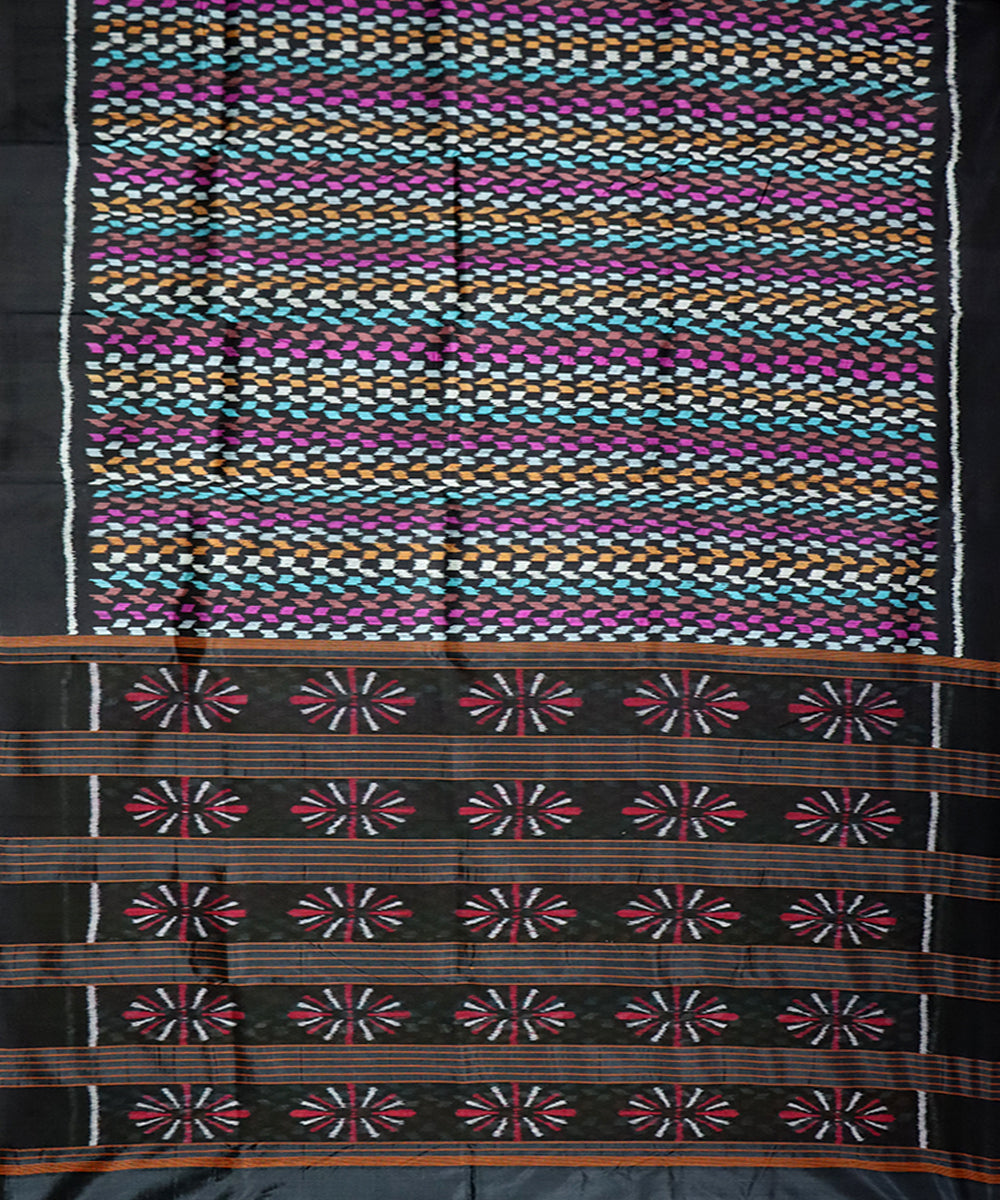 Multicolor black khandua silk handloom saree