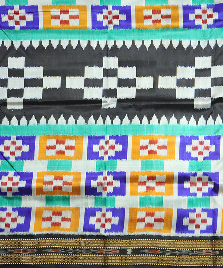 Multicolor black silk handloom khandua saree