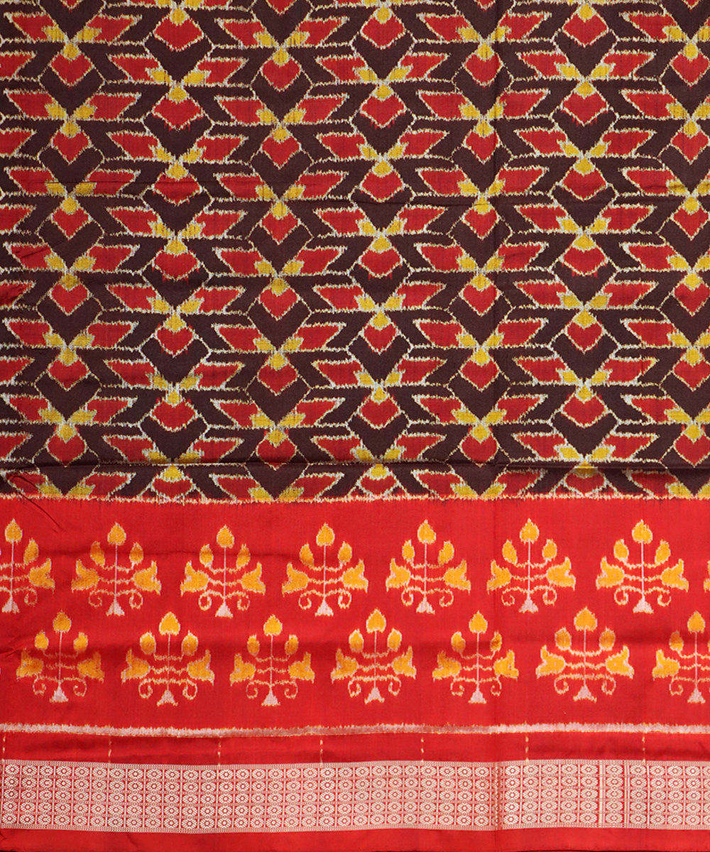 Multicolor red silk handloom sambalpuri saree
