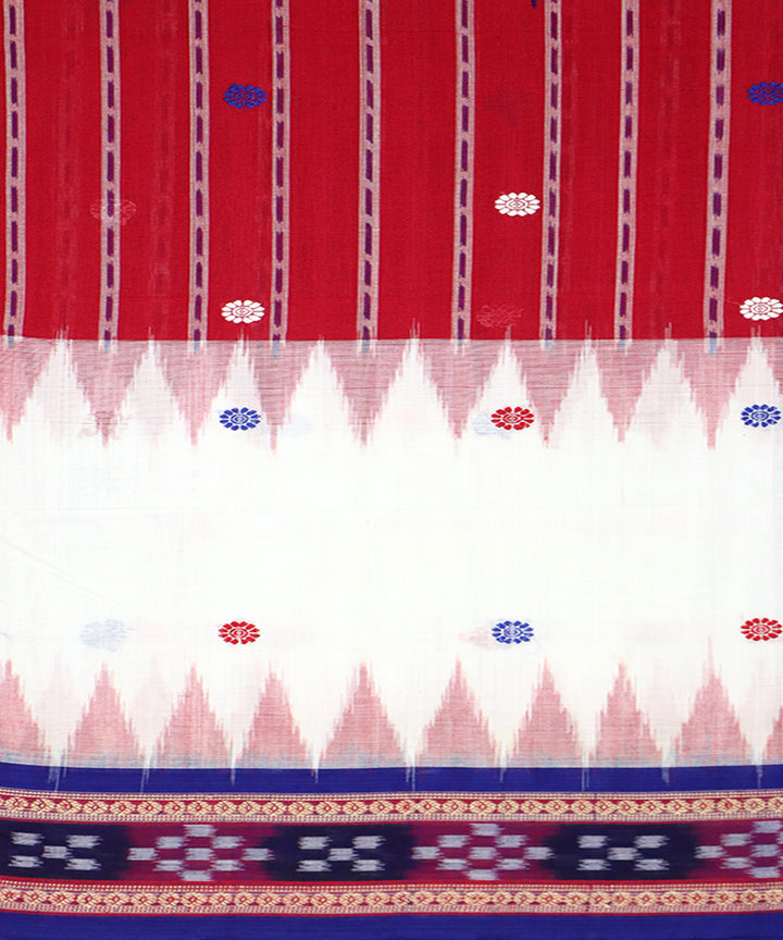 White red blue cotton handloom sambalpuri saree