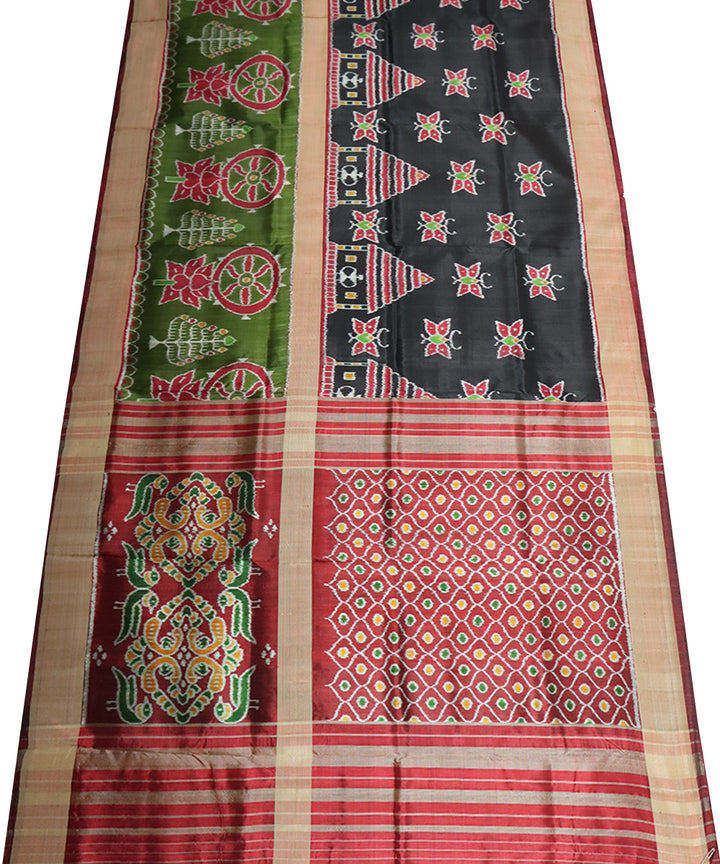 Multicolor maroon silk handloom khandua saree