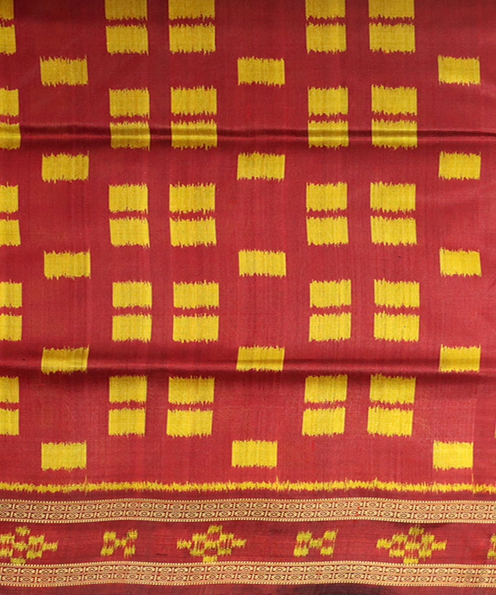 Maroon handwoven khandua silk saree