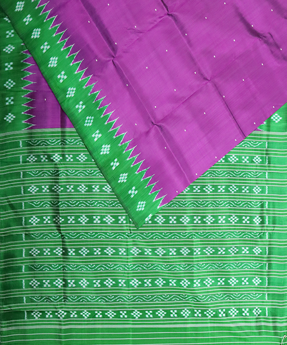 Violet green handloom khandua silk saree