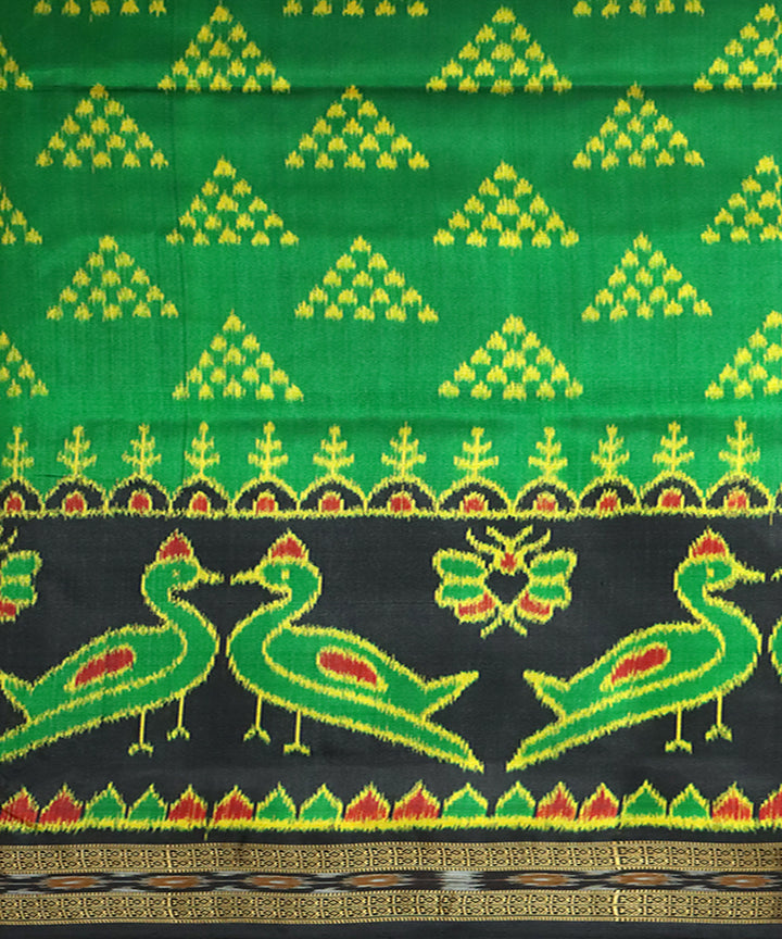 Dark green black handloom khandua silk saree