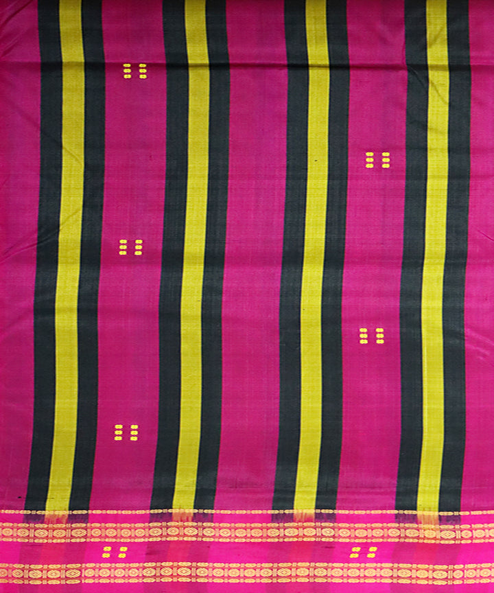 Stripes pink patli handloom khandua silk saree