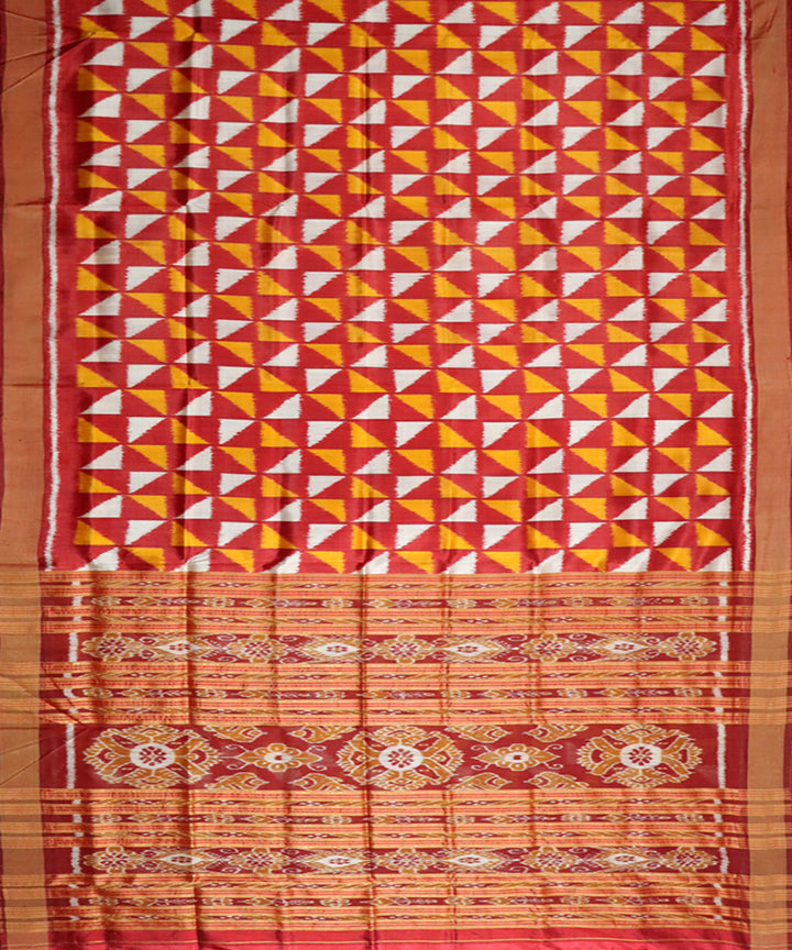 Maroon maroon handloom khandua silk saree