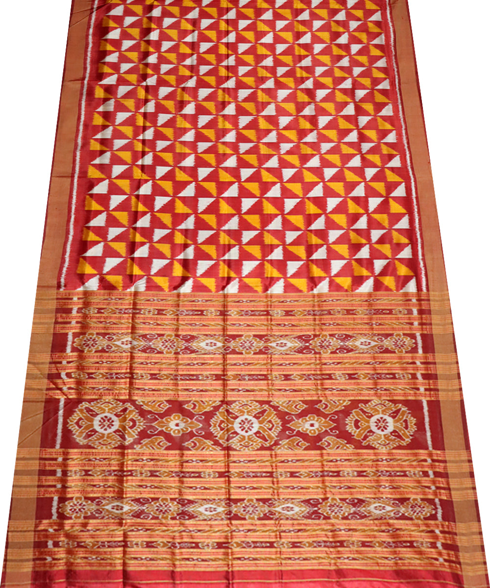 Maroon maroon handloom khandua silk saree
