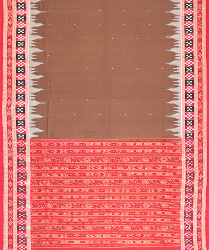 Brown red cotton handloom sambalpuri saree