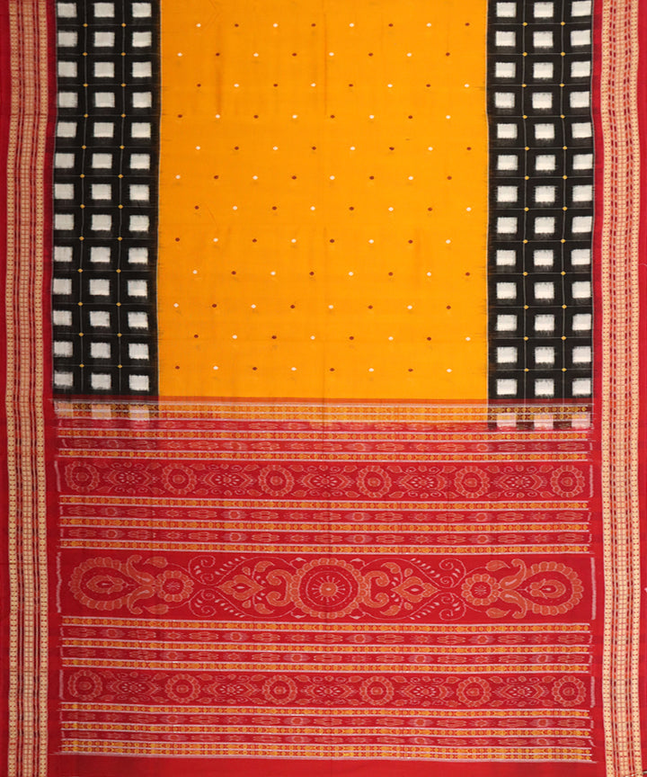 Yellow red cotton handloom sambalpuri saree