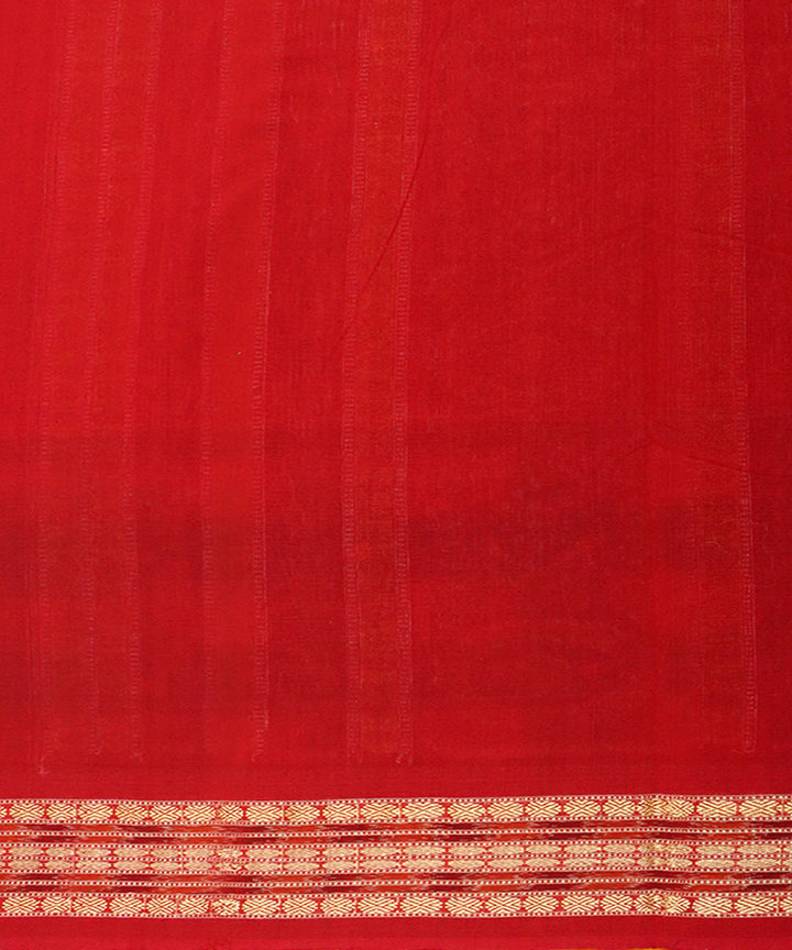 Yellow red cotton handloom sambalpuri saree
