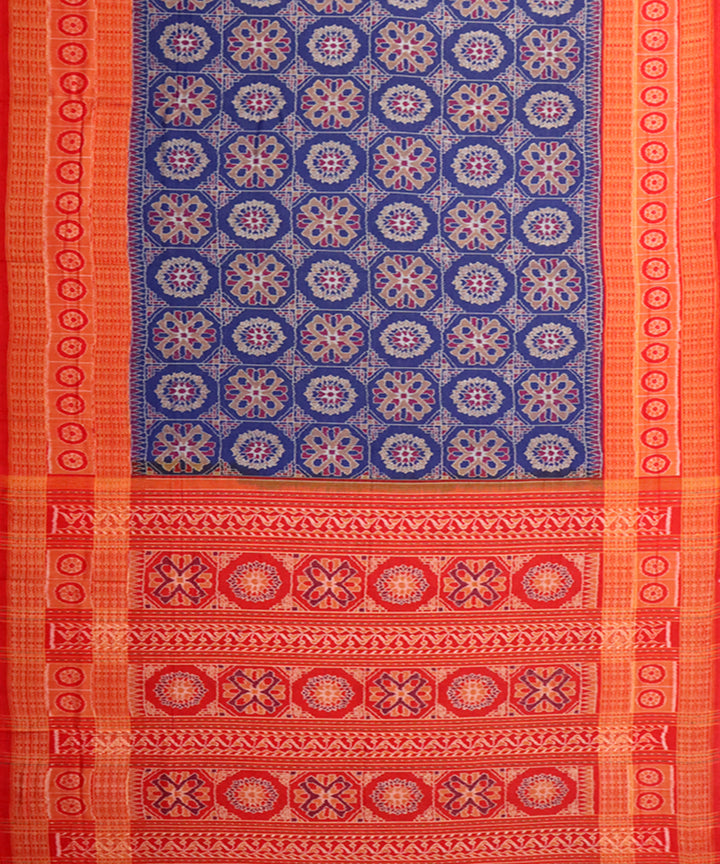 Navy blue red cotton handloom sambalpuri saree