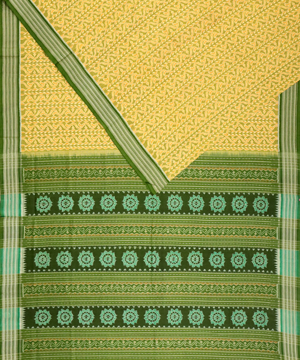 Multicolor green cotton handloom sambalpuri saree