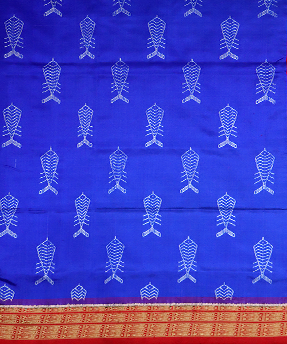 Navy blue maroon silk handloom sambalpuri saree