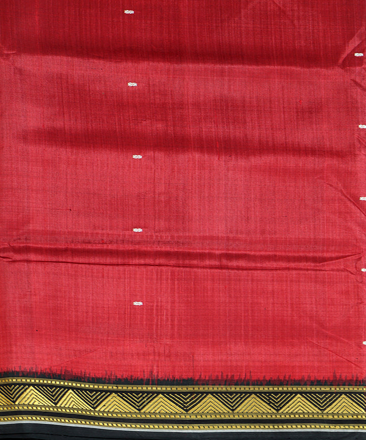 Maroon black silk handloom khandua saree