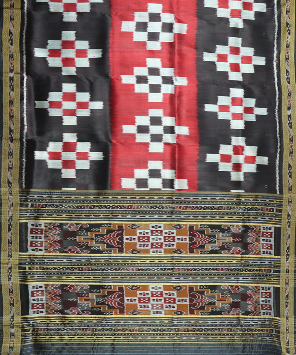 Black silk handloom khandua saree