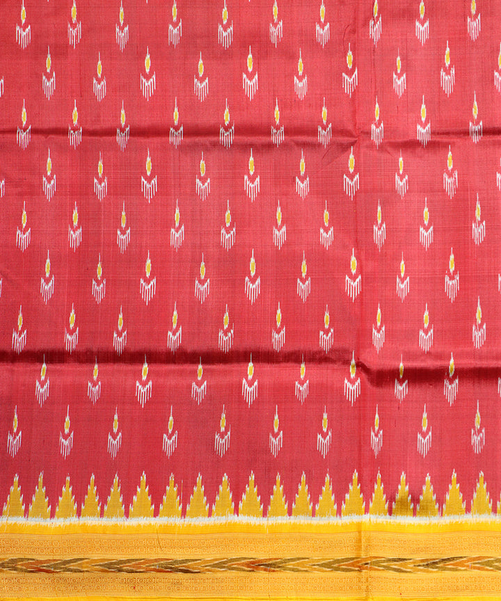 Maroon yellow patli silk handloom khandua saree