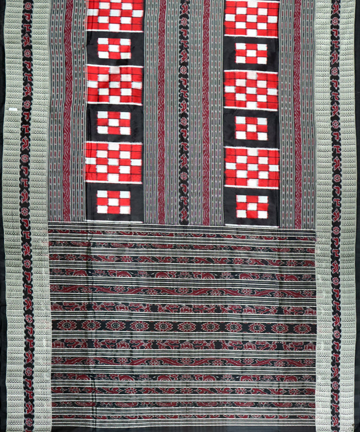 Red black bichitrapuri silk handloom sambalpuri saree