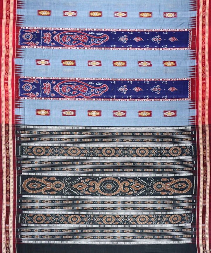 Multicolor maroon cotton handloom bomkai saree